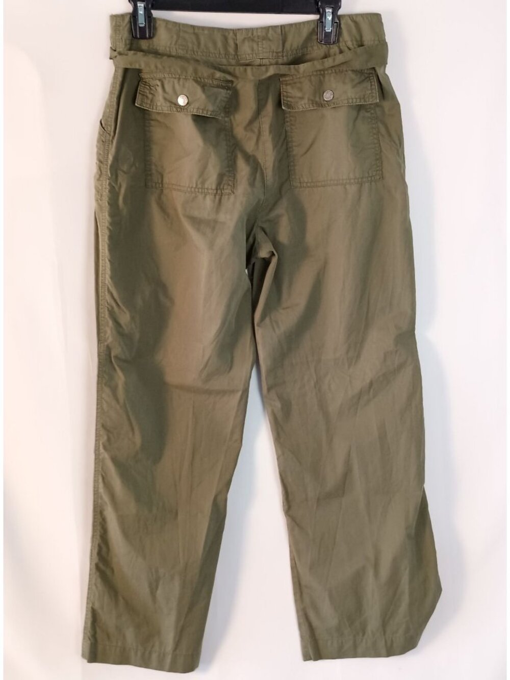Chico's Green High Rise Straight Leg Pants Belted Women's Size M 10 - Picture 7 of 8